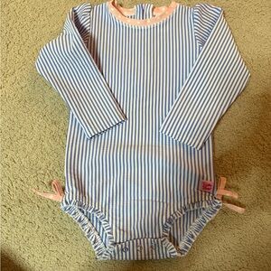 Ruffle Butts Periwinkle Blue Seersucker 3T